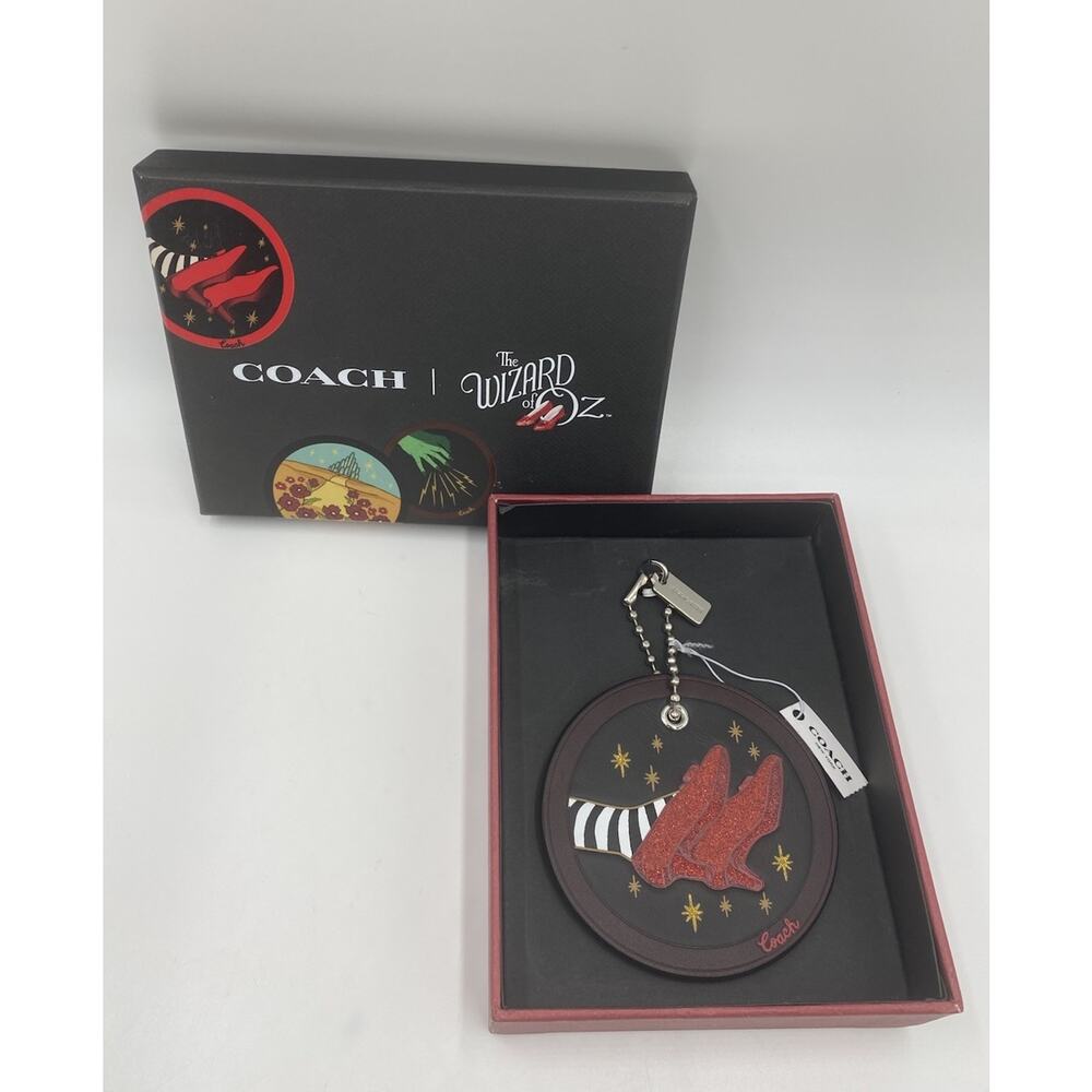 NWT Coach 78027B Wizard Of Oz Boxed Ruby Slippers Hangtag Bag Charm BLACK Silver - Picture 2 of 11